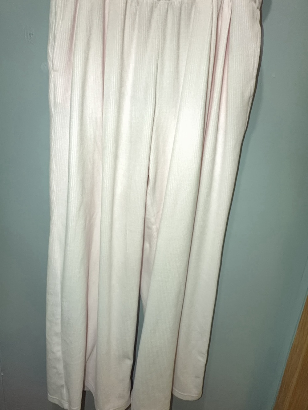 aerie Pale Pink Ribbed Wide-Leg Lounge Pants